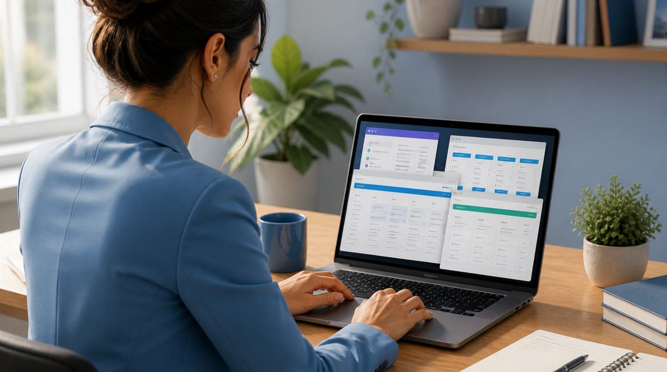 Job seeker comparing hiring manager email finder tools and pricing on a laptop