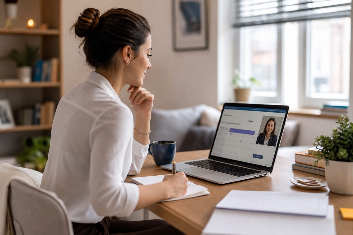 Job seeker preparing for an interview and finding the interviewer's email address